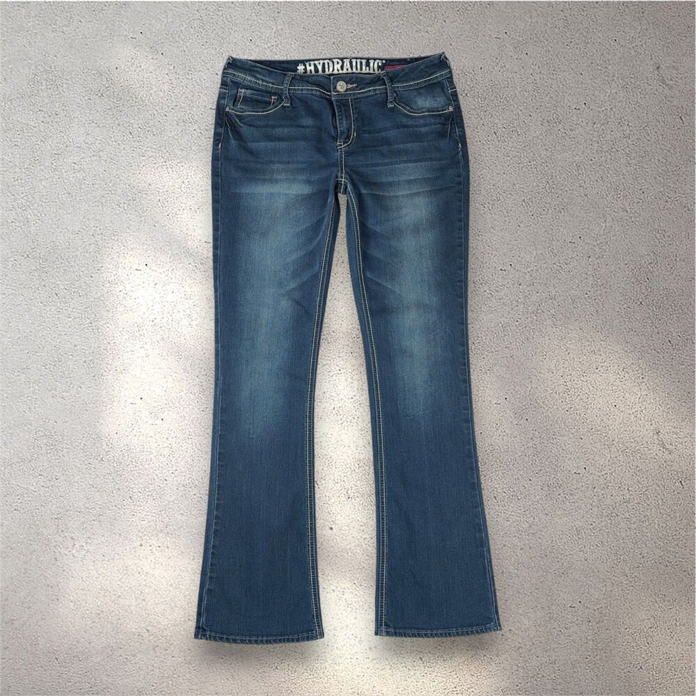Hydraulic Lola Curvy Bootcut Jeans Juniors 13/14 Blue Denim Slim Embroidered Y2K - Picture 3 of 9